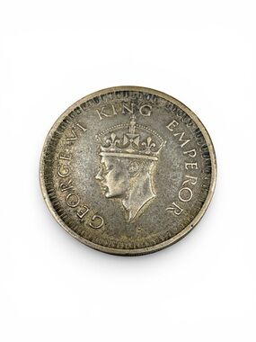 Vintage 1942 British India 1 Rupee 50% Silver Coin King George VI VF/XF